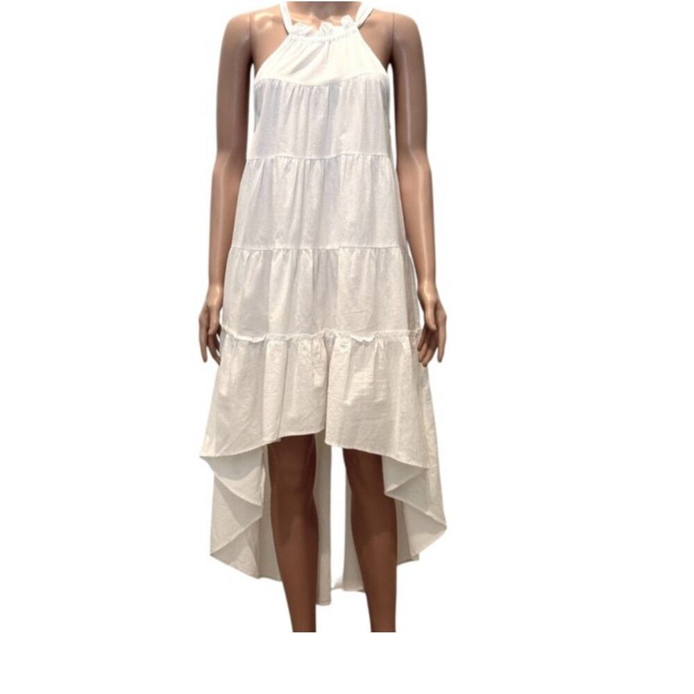 Bagira the Label S/M linen high low tiered halter dress SW2 2863